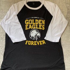 🧡Cal State LA Golden Eagles Forever Black/White 3/4 Long Sleeve T-Shirt XL